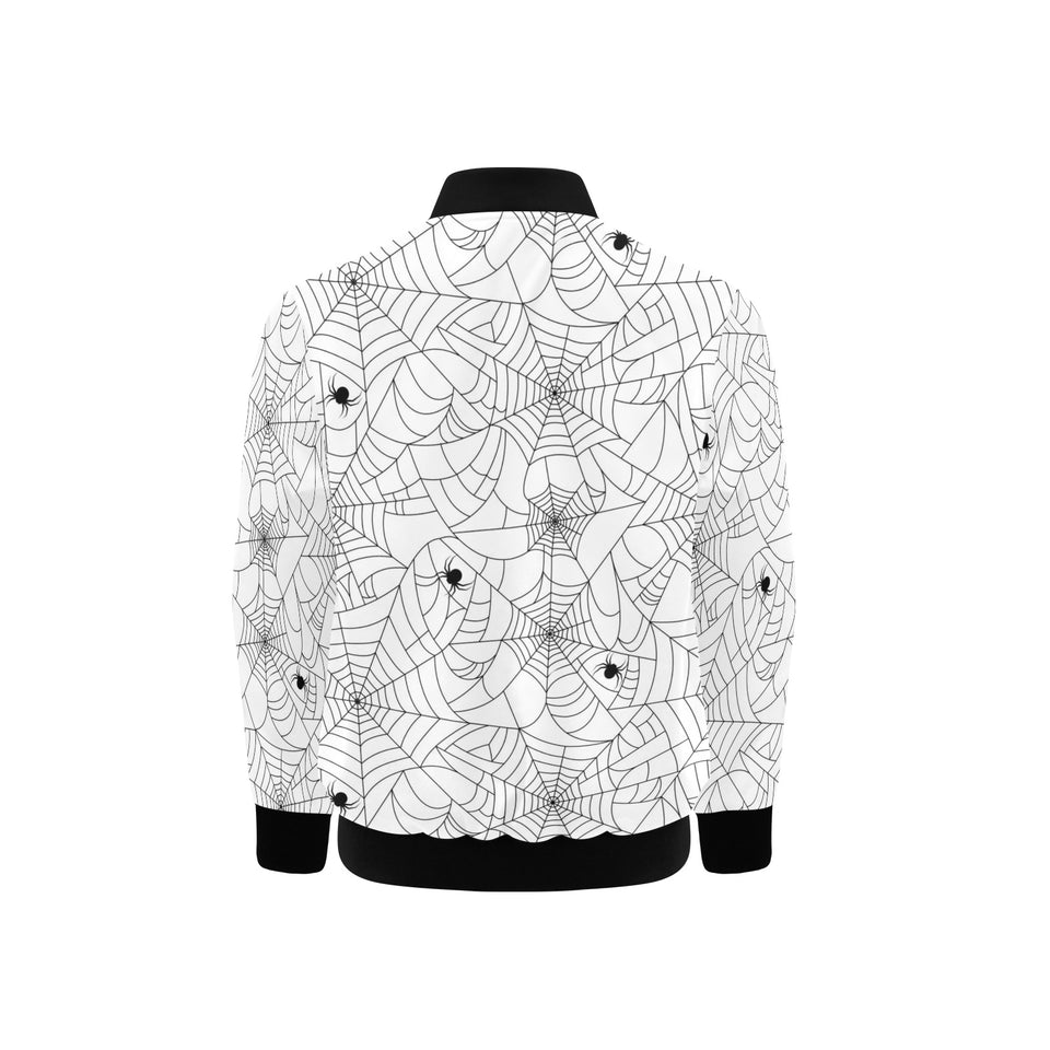 Spider web cobweb pattern white background Kids' Boys' Girls' Bomber Jacket