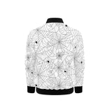 Spider web cobweb pattern white background Kids' Boys' Girls' Bomber Jacket