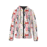 Pig Pattern Print Design 02 Women's Padded Hooded Jacket
