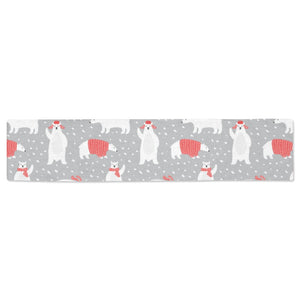 Cute polar bear christmas snow pattern Table Runner