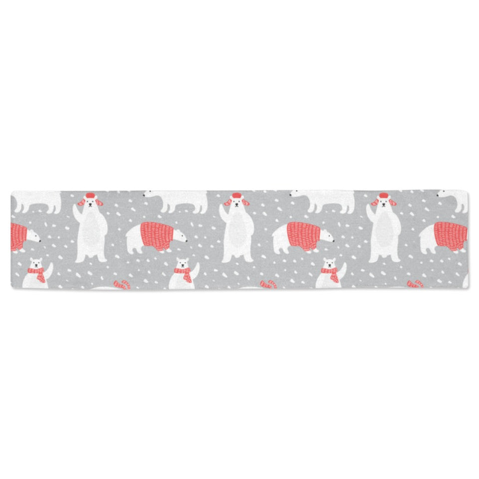 Cute polar bear christmas snow pattern Table Runner