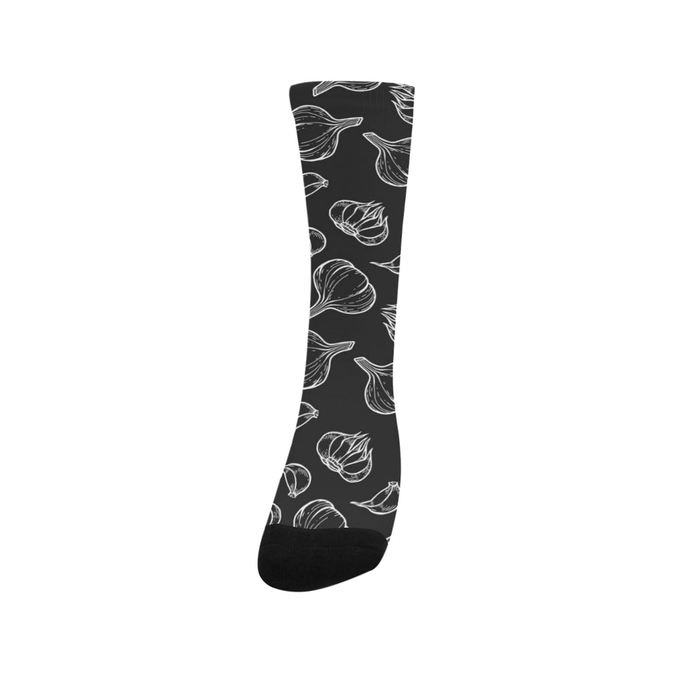 Garlic pattern black background Crew Socks