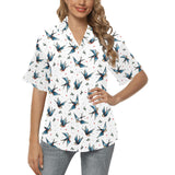 Swallow Pattern Print Design 04 Women's All Over Print Hawaiian Shirt