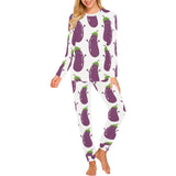 Eggplant Pattern Print Design 01 Women's All Over Print Pajama Set