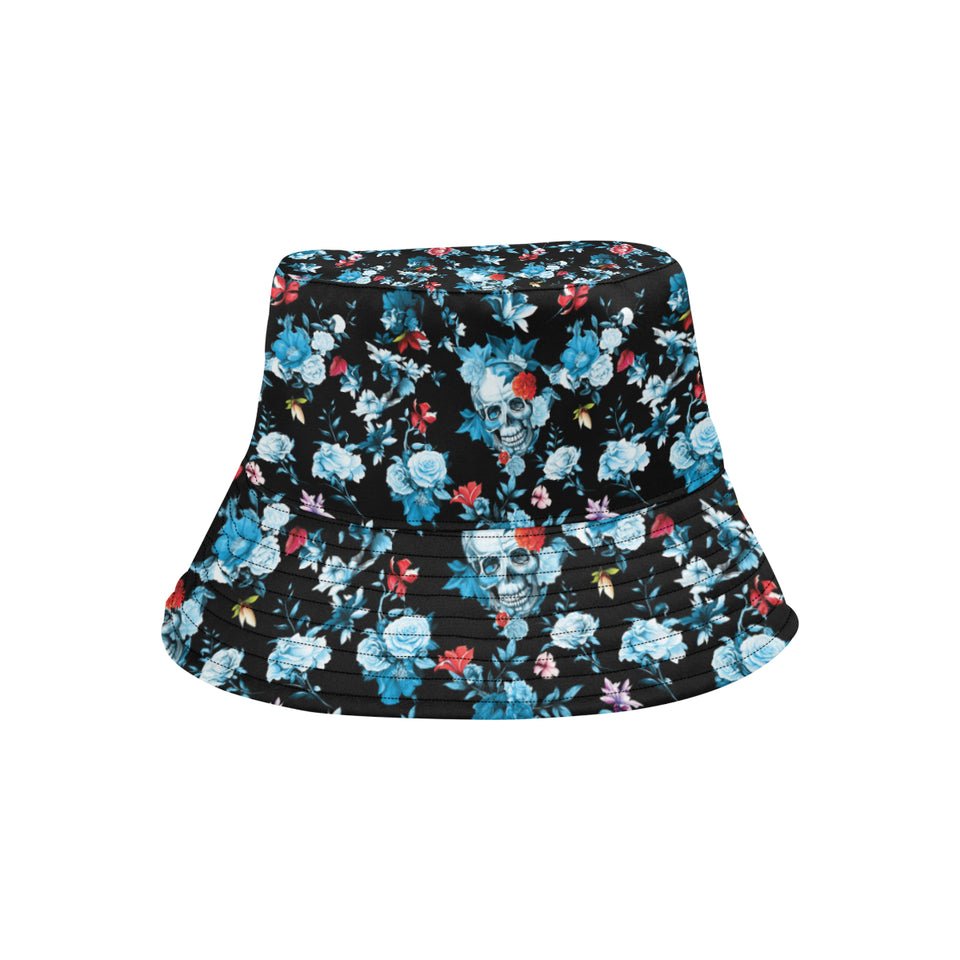 Skull flower roses leave pattern Unisex Bucket Hat
