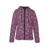 Eiffel Tower Heart Pattern Print Design 04 Women's Padded Hooded Jacket