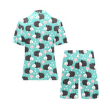 Hedgehog Pattern Print Design 03 Men's V-Neck Short Pajama Set