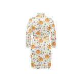Lion Pattern Print Design 04 Men's Long Sleeve Belted Night Robe