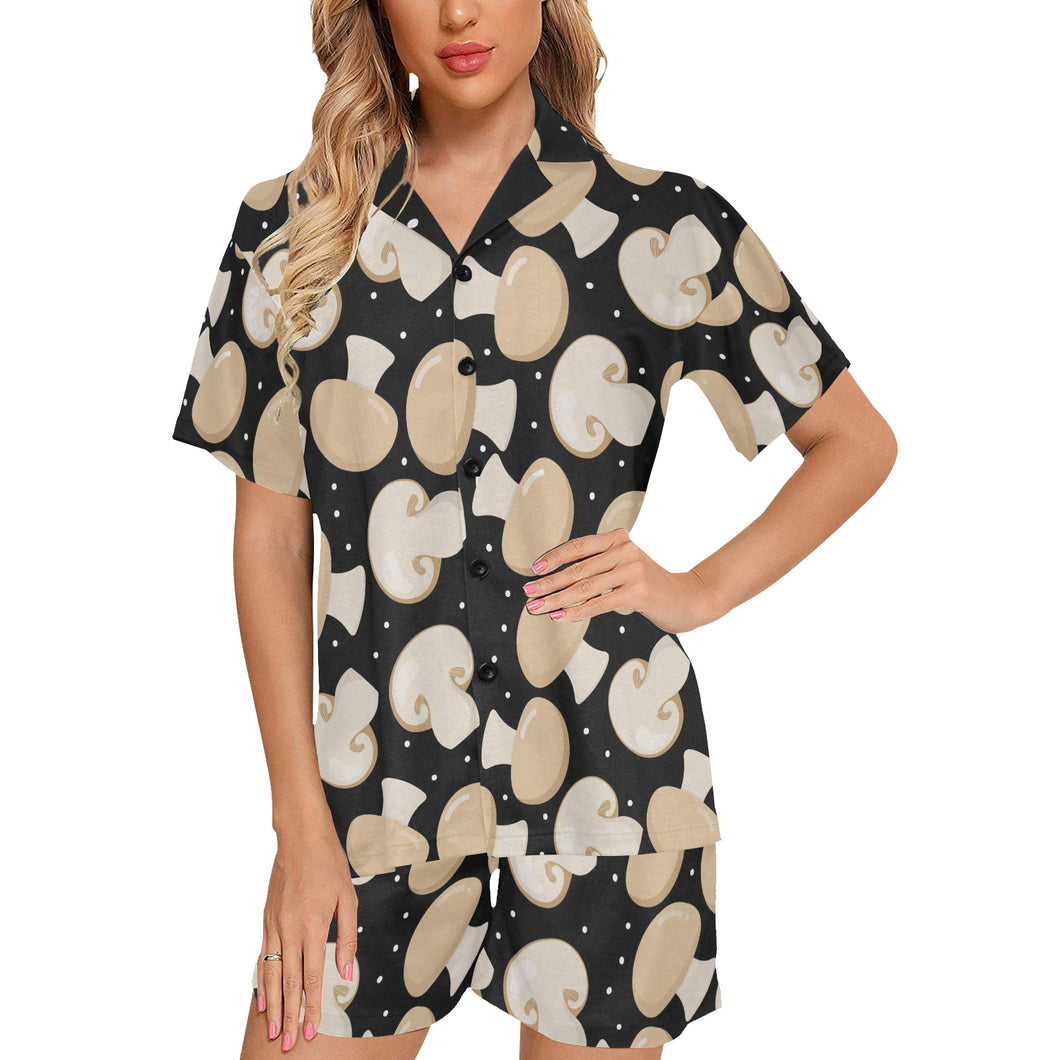 Champignon mushroom pattern Women's V-Neck Short Pajama Set