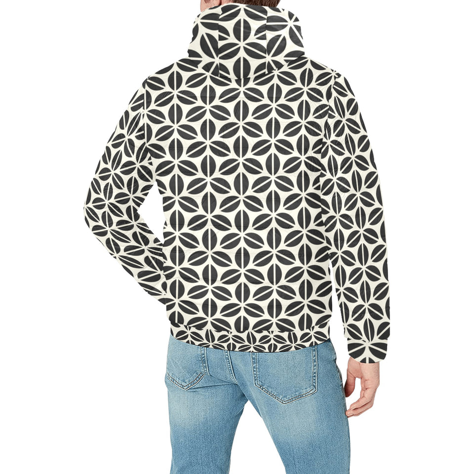 Coffee bean abstract modern pattern Men's Padded Hooded Jacket