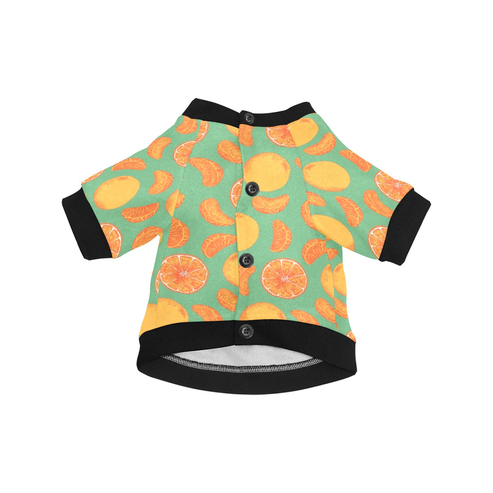orange fruit pattern green background All Over Print Pet Dog Round Neck Fuzzy Shirt