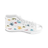 Colorful helicopter pattern Men's High Top Canvas Shoes White