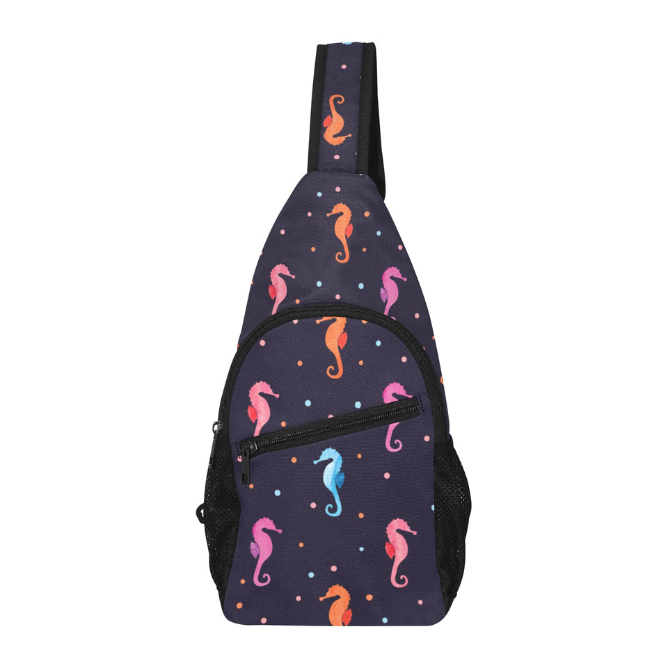 Watercolor colorful seahorse pattern All Over Print Chest Bag