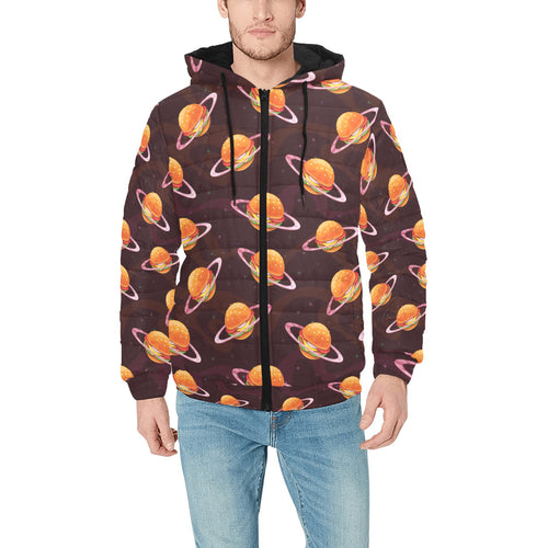 Hamburger Pattern Print Design 05 Men's Padded Hooded Jacket