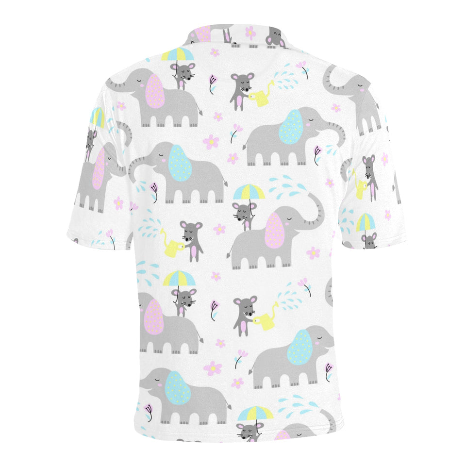 Cute elephant mouse pattern Men's All Over Print Polo Shirt