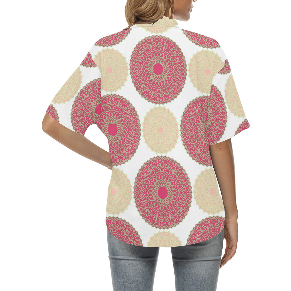Circle indian pattern Women's All Over Print Hawaiian Shirt