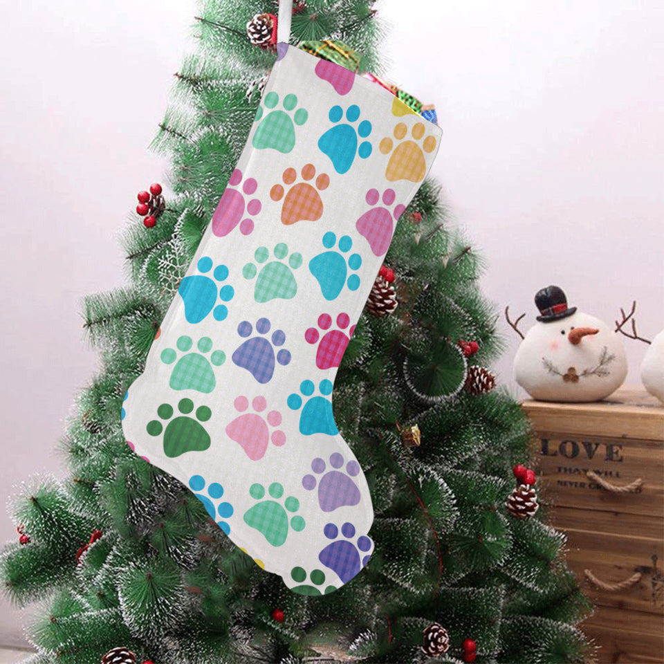 Dog Paws Pattern Print Design 01 Christmas Stocking