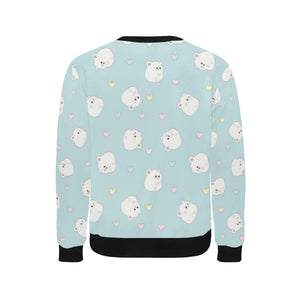 White cute hamsters heart pattern Men's Crew Neck Sweatshirt