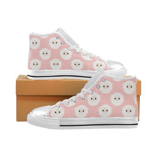 Cute sheep pattern Women's High Top Canvas Shoes White