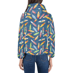 Surfboard Pattern Print Design 01 Women's Padded Hooded Jacket