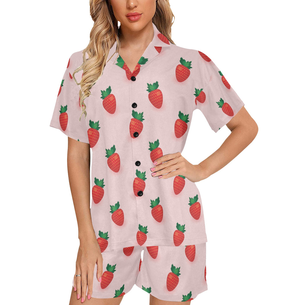 Strawberry beautiful pattern Women's V-Neck Short Pajama Set