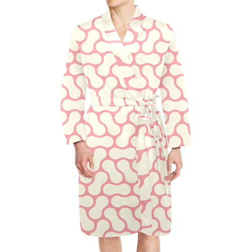 peanuts texture pattern Men's Long Sleeve Belted Night Robe