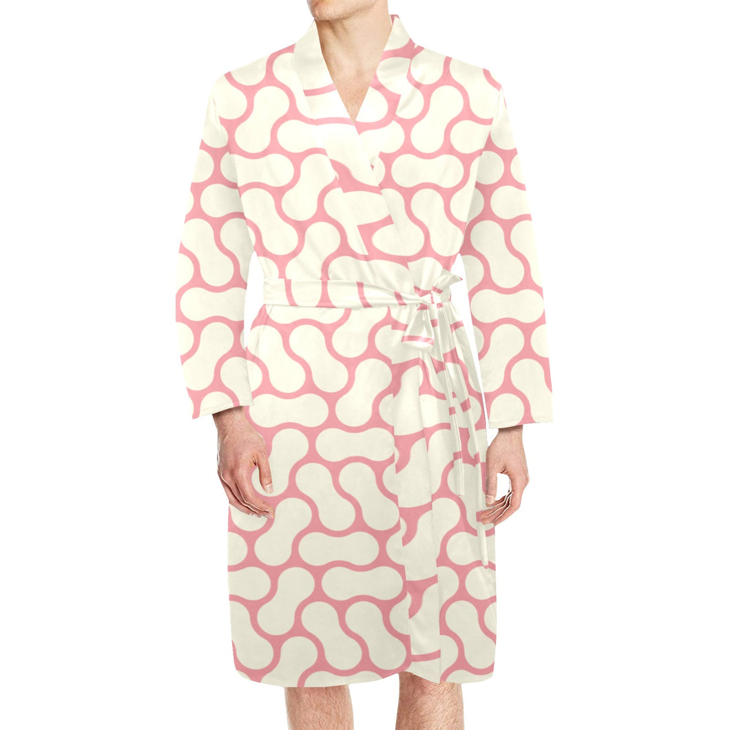 peanuts texture pattern Men's Long Sleeve Belted Night Robe