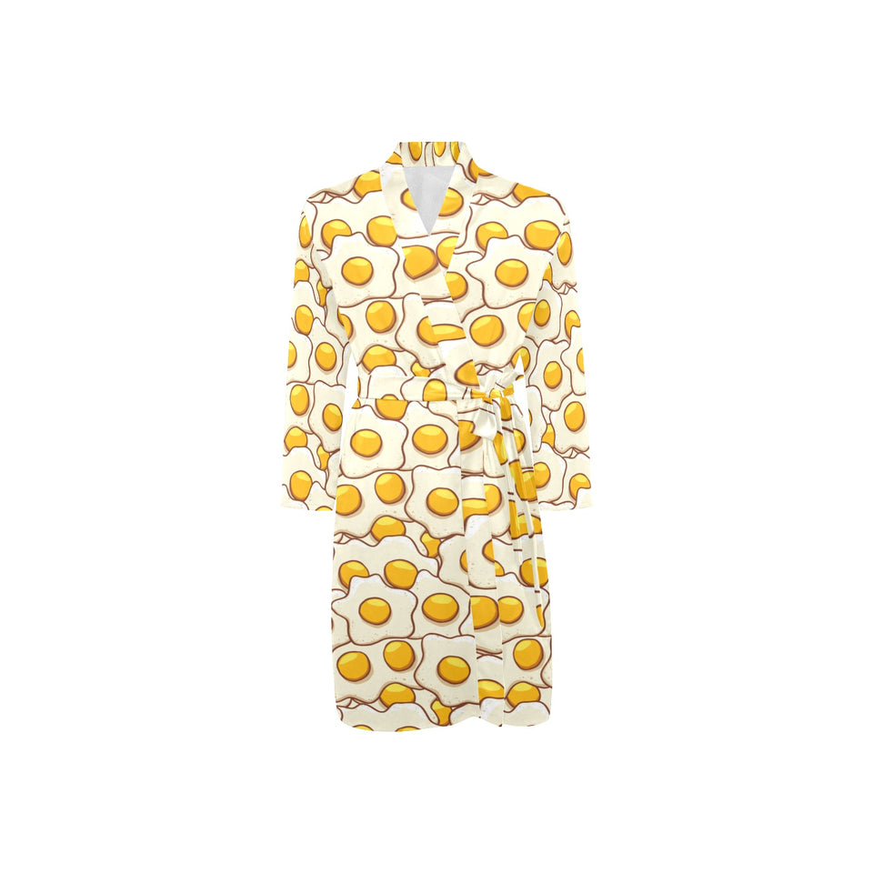 Fried Eggs Pattern Print Design 02 Men's Long Sleeve Belted Night Robe
