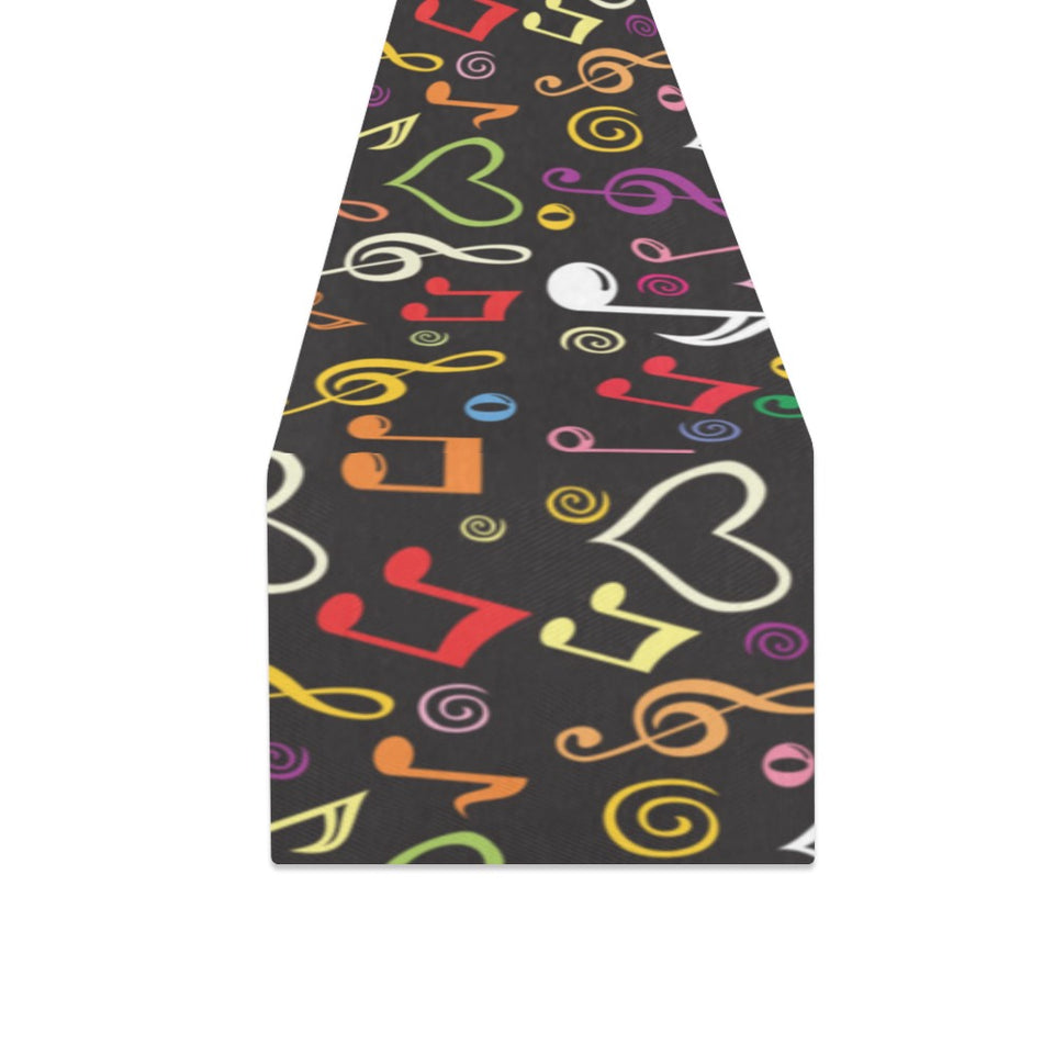 Music Notes Pattern Print Design 02 Table Runner