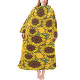 Sunflower pattern Blanket Robe with Sleeves