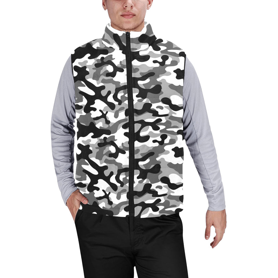 Black white camouflage pattern Men's Padded Vest