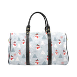 Snowman christmas tree snow gray background Travel Bag