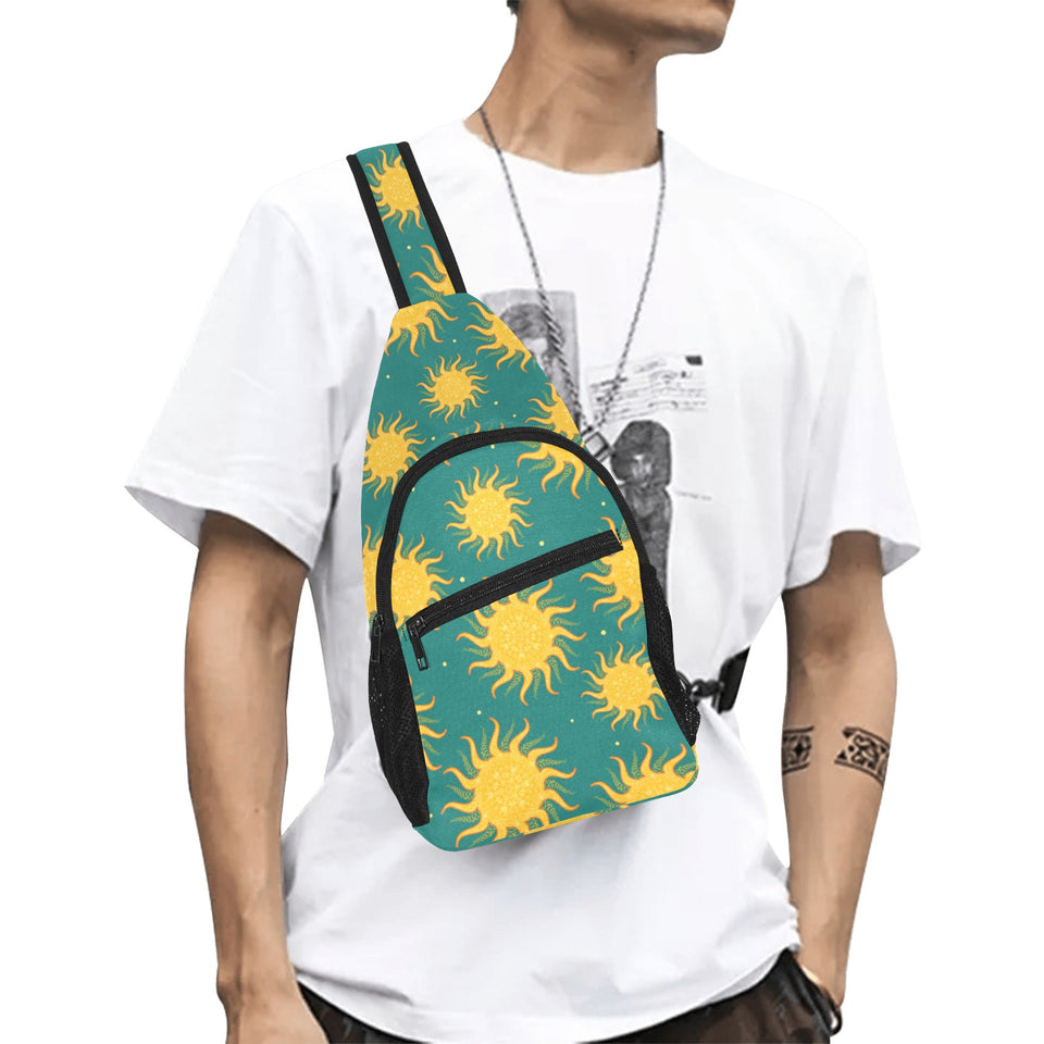 Sun green background All Over Print Chest Bag