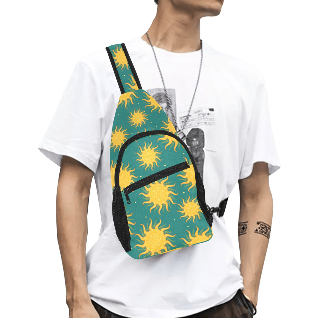 Sun green background All Over Print Chest Bag