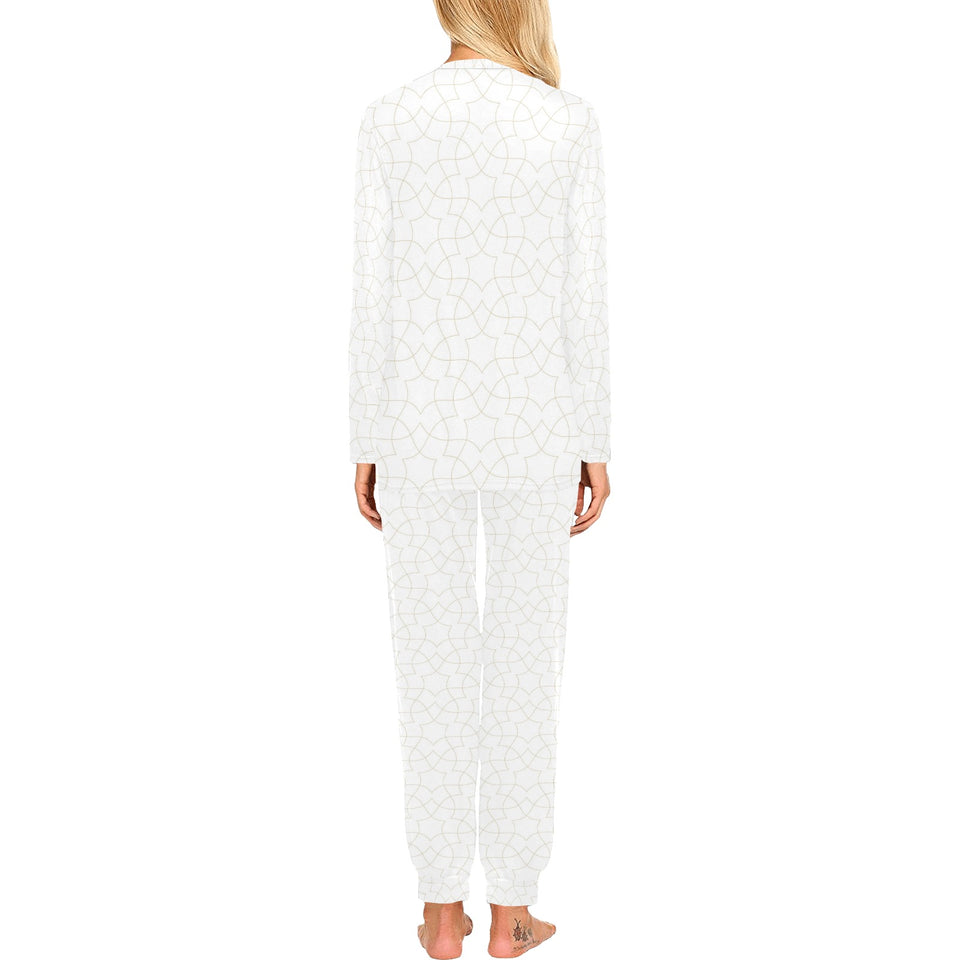 arabic white pattern Women's All Over Print Pajama Set