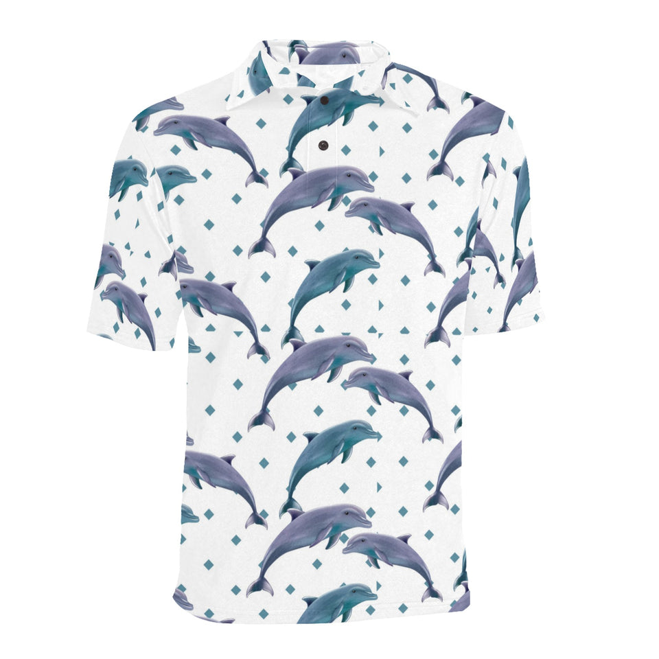 Dolphins pattern dotted background Men's All Over Print Polo Shirt