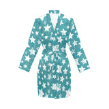Vintage star pattern Women's Long Sleeve Belted Night Robe