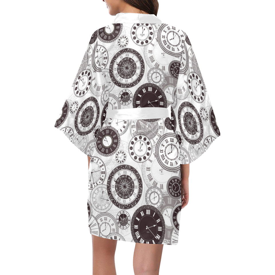 Classic vintage clock pattern Women's Short Kimono Robe