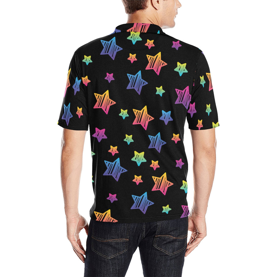 Colorful star pattern Men's All Over Print Polo Shirt