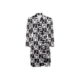 Music Notes Pattern Print Design 01 Men's Long Sleeve Belted Night Robe