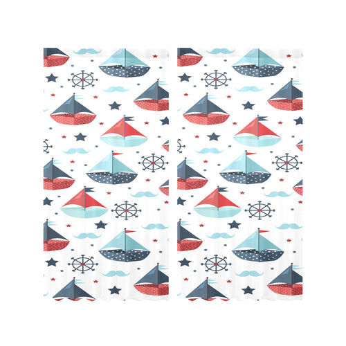 Cute color paper sailboat pattern Gauze Curtain