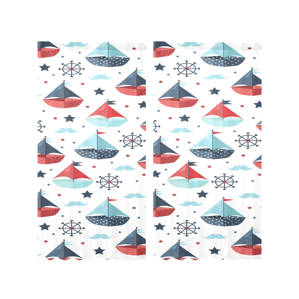 Cute color paper sailboat pattern Gauze Curtain