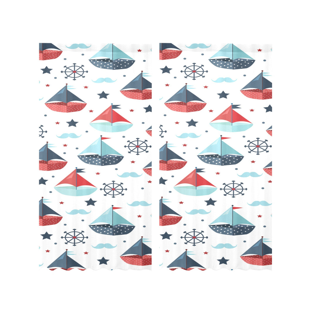Cute color paper sailboat pattern Gauze Curtain