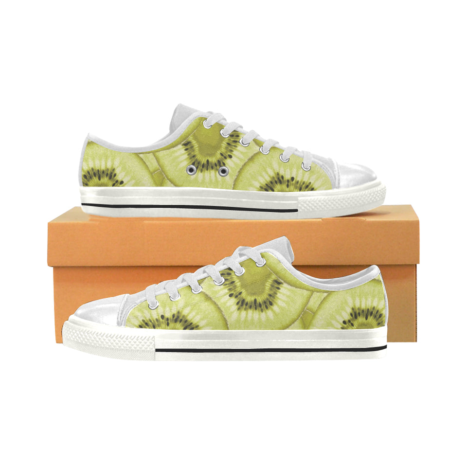 Sliced kiwi pattern Women's Low Top Canvas Shoes White