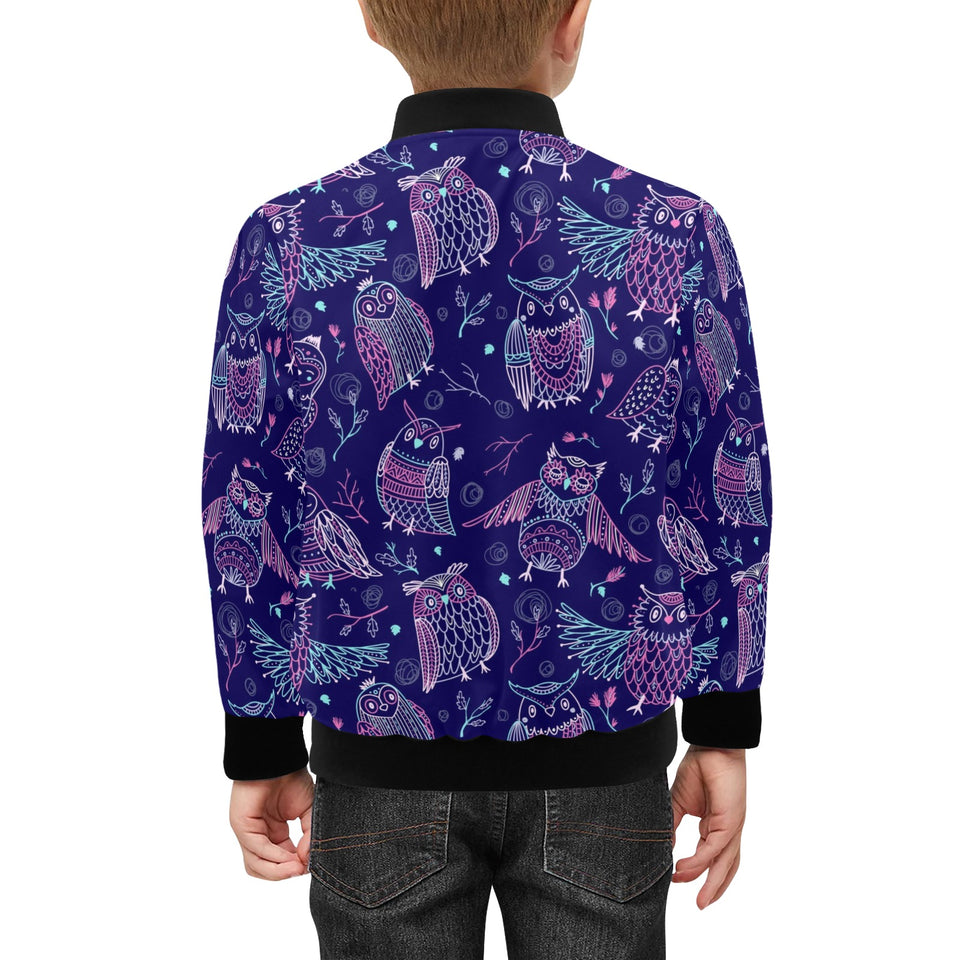 Cute owls pattern boho style ornament Kids' Boys' Girls' Bomber Jacket