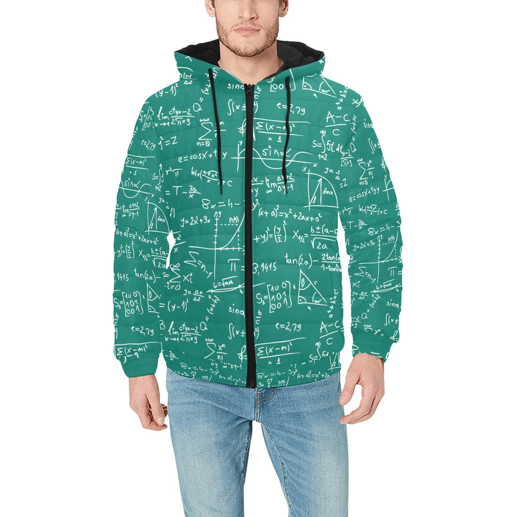 Math Pattern Print Design 01 Men's Padded Hooded Jacket
