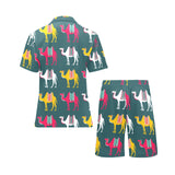 Camel pattern Men's V-Neck Short Pajama Set