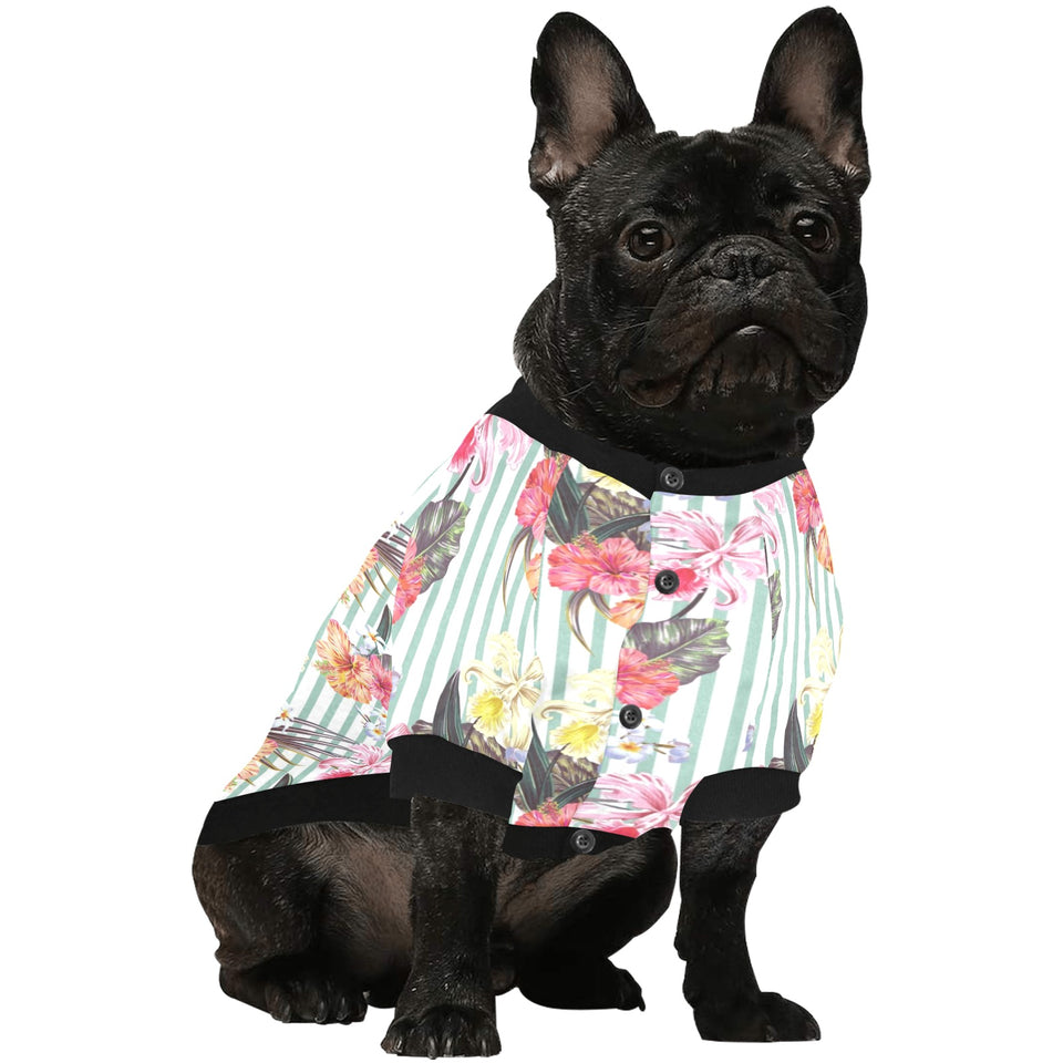 Colorful orchid flower pattern All Over Print Pet Dog Round Neck Fuzzy Shirt