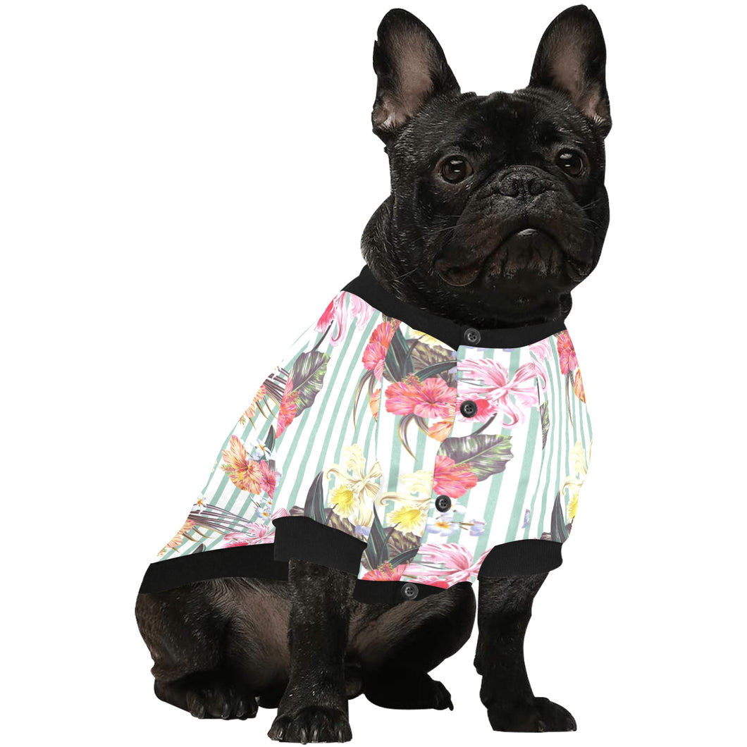 Colorful orchid flower pattern All Over Print Pet Dog Round Neck Fuzzy Shirt