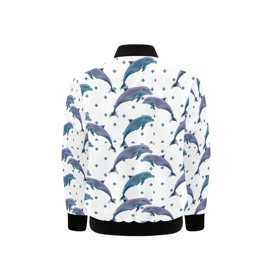 Dolphins pattern dotted background Kids' Boys' Girls' Bomber Jacket